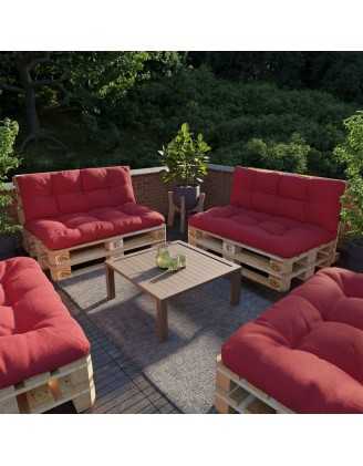 Set of 2 Pallet Cushions, 120x80 cm + 120x40 cm, Quilted, Red