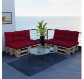 Set of 2 Pallet Cushions, 120x80 cm + 120x40 cm, Quilted, Red