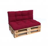 Set of 2 Pallet Cushions, 120x80 cm + 120x40 cm, Quilted, Burgundy