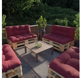 Set of 2 Pallet Cushions, 120x80 cm + 120x40 cm, Quilted, Burgundy