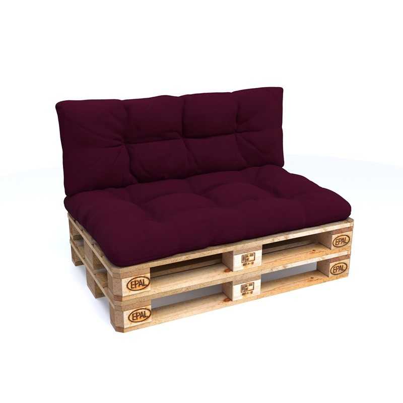Set of 2 Pallet Cushions, 120x80 cm + 120x40 cm, Quilted, Violet