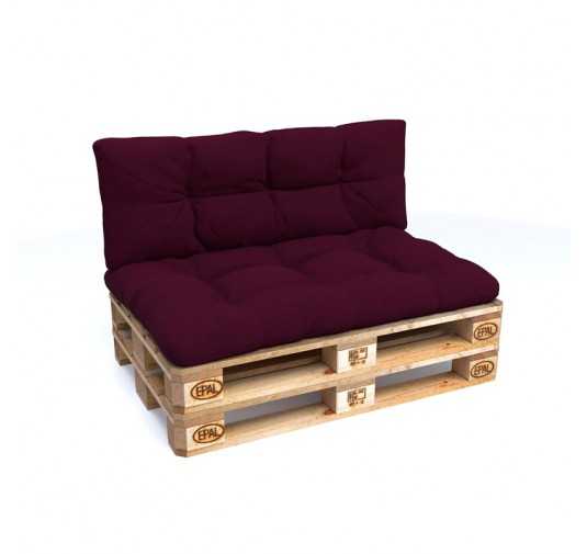 Set of 2 Pallet Cushions, 120x80 cm + 120x40 cm, Quilted, Violet