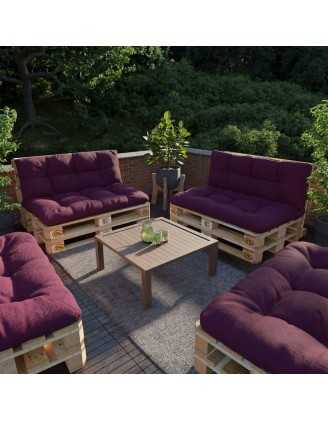 Set of 2 Pallet Cushions, 120x80 cm + 120x40 cm, Quilted, Violet