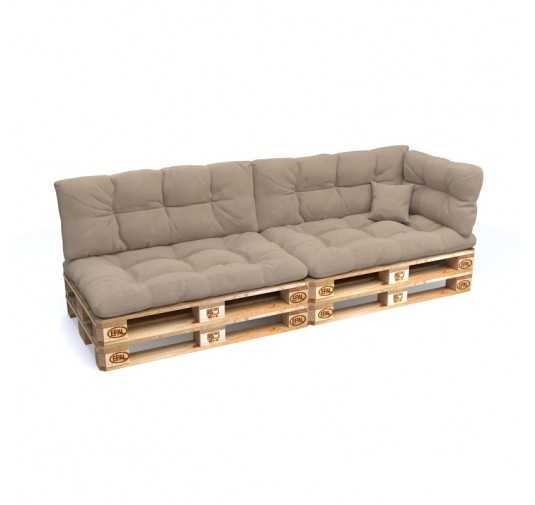 Set of 6 Garden Quilted Cushions 120x80 + 120x40 Beige