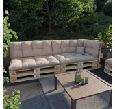 Set of 6 Garden Quilted Cushions 120x80 + 120x40 Beige Set of 6 Garden Quilted Cushions 120x80 + 120x40 Beige