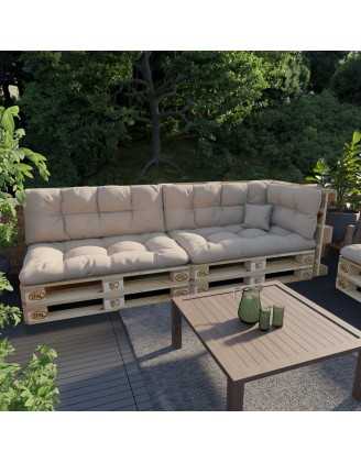 Set of 6 Garden Quilted Cushions 120x80 + 120x40 Beige