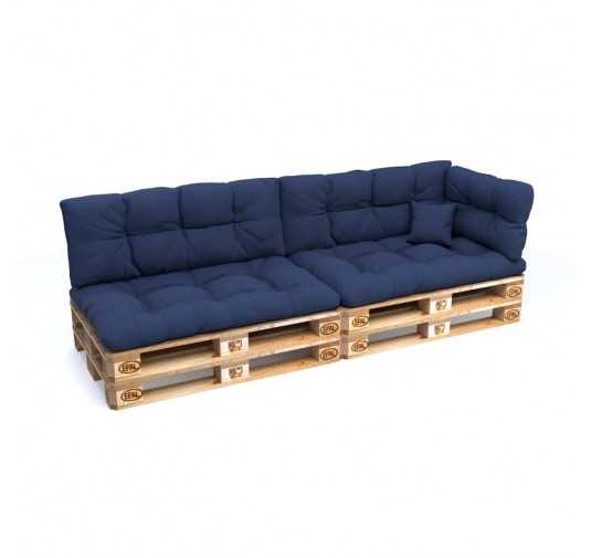 Set of 6 Garden Quilted Cushions 120x80 + 120x40 Dark Blue
