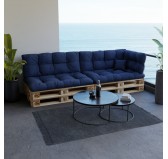 Set of 6 Garden Quilted Cushions 120x80 + 120x40 Dark Blue