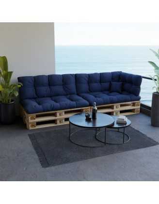 Set of 6 Garden Quilted Cushions 120x80 + 120x40 Dark Blue