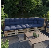 Set of 6 Garden Quilted Cushions 120x80 + 120x40 Dark Blue
