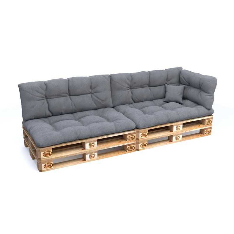 Set of 6 Garden Quilted Cushions 120x80 + 120x40 Grey