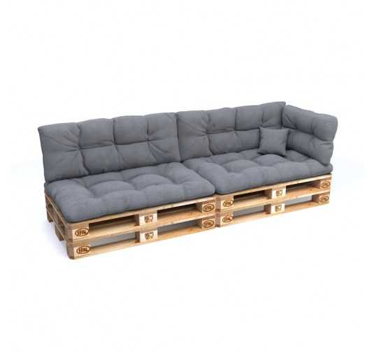 Set of 6 Garden Quilted Cushions 120x80 + 120x40 Grey