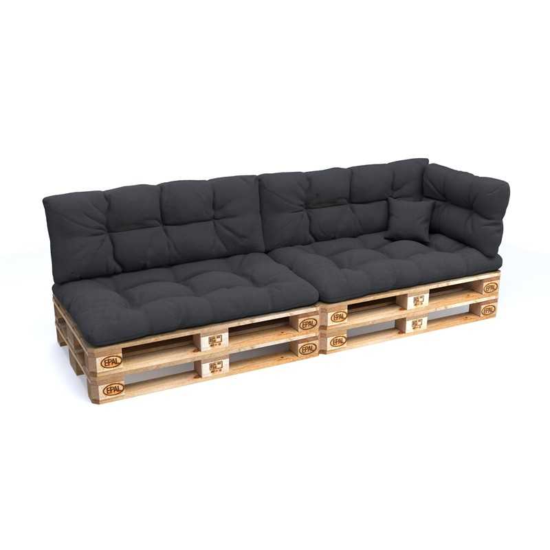 Set of 6 Garden Quilted Cushions 120x80 + 120x40 Anthracite