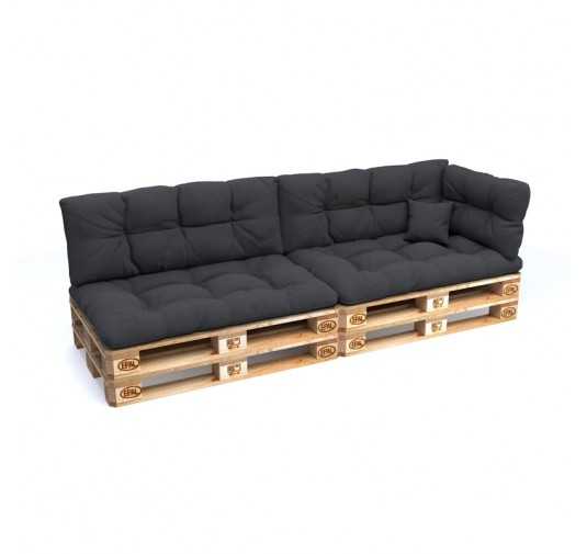 Set of 6 Garden Quilted Cushions 120x80 + 120x40 Anthracite
