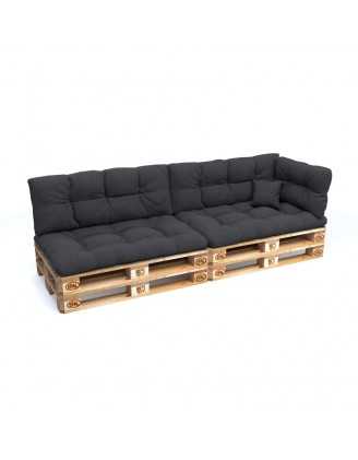 Set of 6 Garden Quilted Cushions 120x80 + 120x40 Anthracite