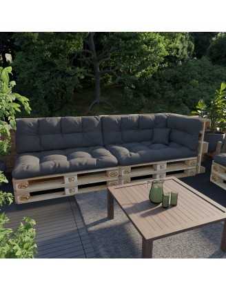 Set of 6 Garden Quilted Cushions 120x80 + 120x40 Anthracite