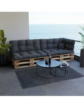 Set of 6 Garden Quilted Cushions 120x80 + 120x40 Anthracite