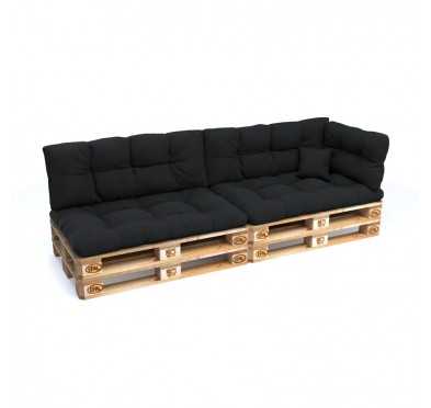 Set of 6 Garden Quilted Cushions 120x80 + 120x40 Black