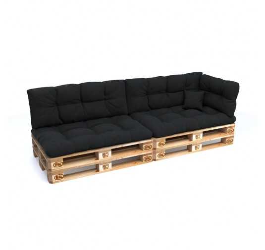 Set of 6 Garden Quilted Cushions 120x80 + 120x40 Black