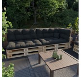 Set of 6 Garden Quilted Cushions 120x80 + 120x40 Black
