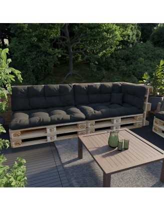 Set of 6 Garden Quilted Cushions 120x80 + 120x40 Black