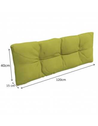 Set of 6 Pallet Cushions, 2x Seat + 2x Backrest + Side Cushion + Deco Cushion, Quilted, Lime