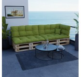 Set of 6 Pallet Cushions, 2x Seat + 2x Backrest + Side Cushion + Deco Cushion, Quilted, Lime