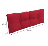 Set of 6 Pallet Cushions, 2x Seat + 2x Backrest + Side Cushion + Deco Cushion, Quilted, Red