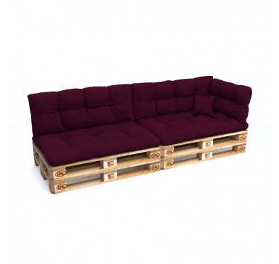 Set of 6 Pallet Cushions, 2x Seat + 2x Backrest + Side Cushion + Deco Cushion, Quilted, Violet