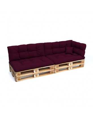 Set of 6 Pallet Cushions, 2x Seat + 2x Backrest + Side Cushion + Deco Cushion, Quilted, Violet