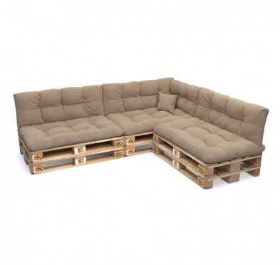 Set of 8 Garden Quilted Cushions 120x80 + 120x40 Beige