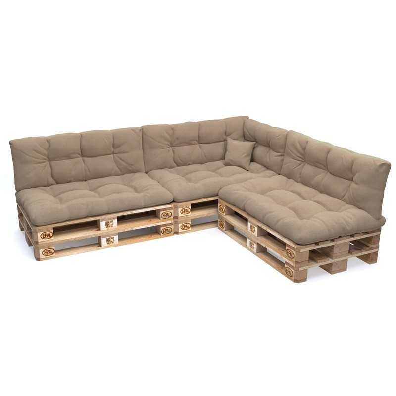 Set of 8 Garden Quilted Cushions 120x80 + 120x40 Beige