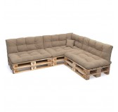 Set of 8 Garden Quilted Cushions 120x80 + 120x40 Beige
