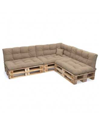 Set of 8 Garden Quilted Cushions 120x80 + 120x40 Beige