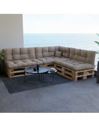 Set of 8 Garden Quilted Cushions 120x80 + 120x40 Beige