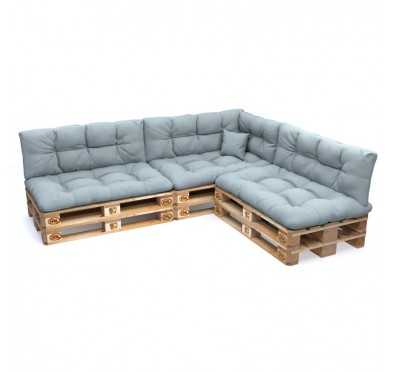 Set of 8 Garden Quilted Cushions 120x80 + 120x40 Blue