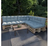 Set of 8 Garden Quilted Cushions 120x80 + 120x40 Blue