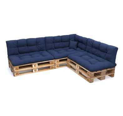 Set of 8 Garden Quilted Cushions 120x80 + 120x40 Dark Blue