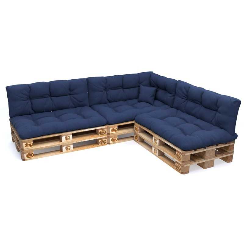 Set of 8 Garden Quilted Cushions 120x80 + 120x40 Dark Blue