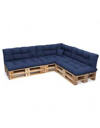 Set of 8 Garden Quilted Cushions 120x80 + 120x40 Dark Blue