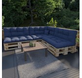 Set of 8 Garden Quilted Cushions 120x80 + 120x40 Dark Blue