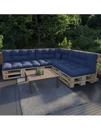 Set of 8 Garden Quilted Cushions 120x80 + 120x40 Dark Blue