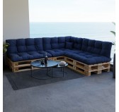 Set of 8 Garden Quilted Cushions 120x80 + 120x40 Dark Blue