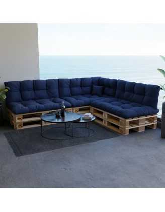 Set of 8 Garden Quilted Cushions 120x80 + 120x40 Dark Blue