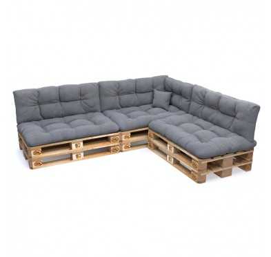 Set of 8 Garden Quilted Cushions 120x80 + 120x40 Grey