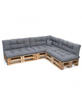 Set of 8 Garden Quilted Cushions 120x80 + 120x40 Grey