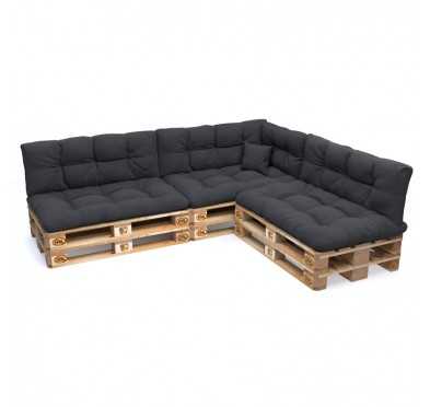 Set of 8 Garden Quilted Cushions 120x80 + 120x40 Anthracite