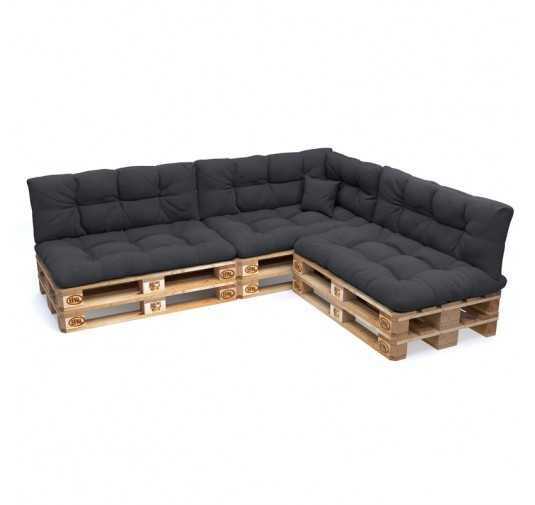 Set of 8 Garden Quilted Cushions 120x80 + 120x40 Anthracite