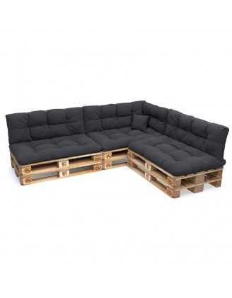 Set of 8 Garden Quilted Cushions 120x80 + 120x40 Anthracite