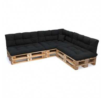 Set of 8 Garden Quilted Cushions 120x80 + 120x40 Black